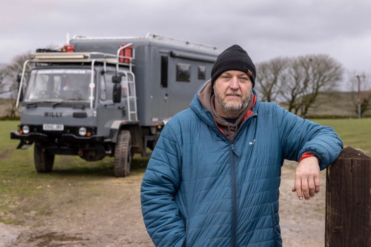 Lincolnshire's Paul Jackman and his converted military truck 'Milly' appearing on New Lives in the Wild.